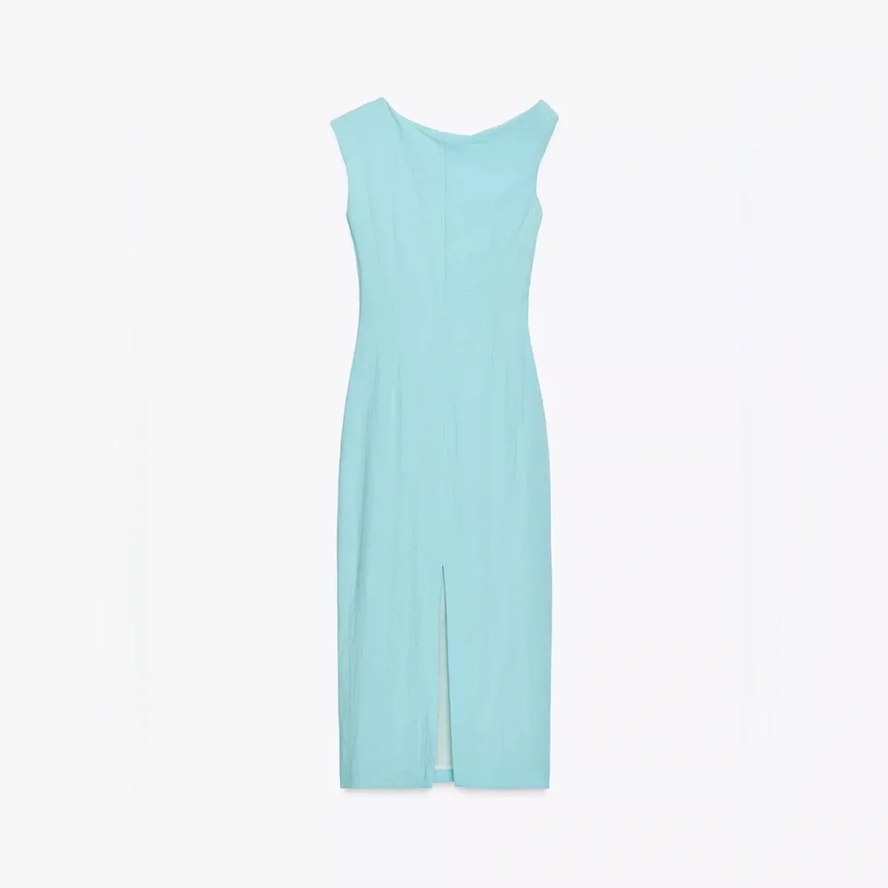 NWT ZARA ASYMMETRIC MIDI DRESS WITH APPLIQUÉ - Picture 7 of 9